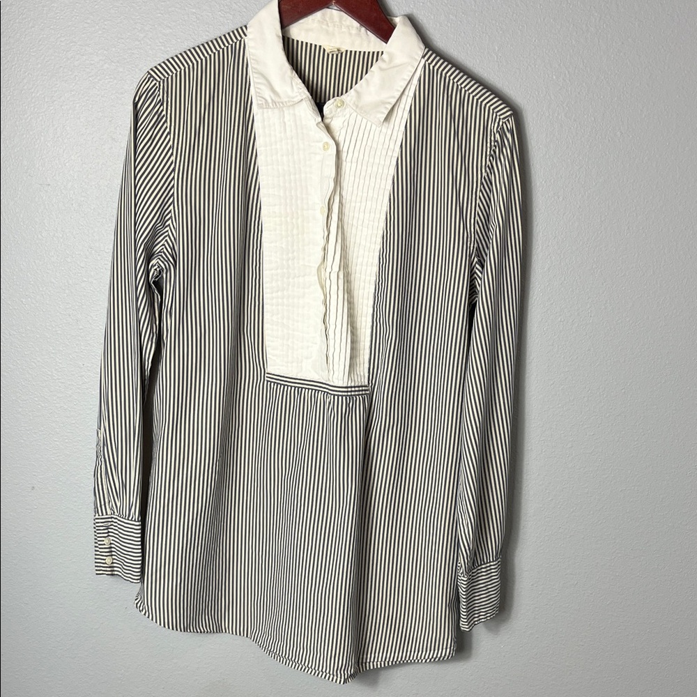 J. Crew Black and White Striped Button Down Shirt